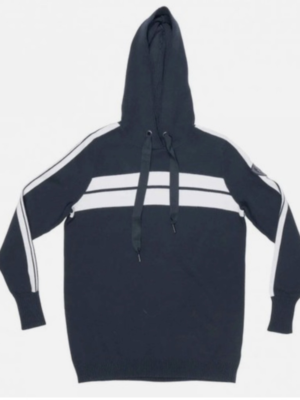 Alp N Rock Black White Striped Hooded Sweater Size L